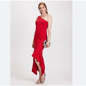 Scarlet Elegance One-Shoulder Dress